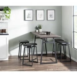 Lumisource Geo Counter Table in Black with Brown Wood Top -Kitchen & Dining Furniture Sales Store LumiSource20LLC CTxxGEOxxBKxxBNxxxx13xxxx6607b5