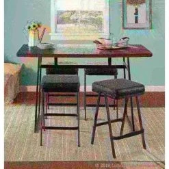 Lumisource Geo Counter Table in Black with Brown Wood Top -Kitchen & Dining Furniture Sales Store LumiSource20LLC CTxxGEOxxBKxxBNxxxx14xxxx16f252