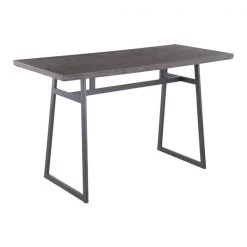 Lumisource Geo Counter Table in Black with Brown Wood Top