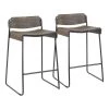 Lumisource Dali Low Back Counter Stool in Black Metal with Espresso Wood, PK 2