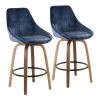 Lumisource Diana Counter Stool in Walnut Wood and Blue Velvet, PK 2