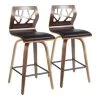Lumisource Folia Counter Stool in Walnut Wood and Black Faux Leather, PK 2