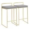 Lumisource Fuji Counter Stool in Gold with Grey Faux Leather, PK 2