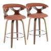 Lumisource Gardenia Counter Stool in Walnut and Orange Fabric, PK 2