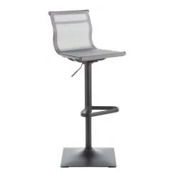Lumisource Mirage Barstool in Black Metal and Silver Mesh Fabric