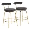 Lumisource Rhonda Counter Stool in Gold Metal and Black Velvet, PK 2
