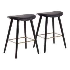 Lumisource Saddle Counter Stool in Black and Gold, PK 2