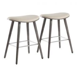 Lumisource Saddle Counter Stool in Grey and Cream, PK 2