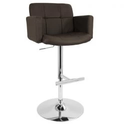 Lumisource Stout Adjustable Swivel Barstool and Brown Faux Leather