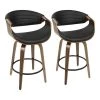 Lumisource Symphony Counter Stool in Walnut and Black Faux Leather, PK 2