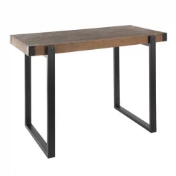 Lumisource Odessa Counter Table in Black Metal and Brown Bamboo