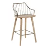 Lumisource Winston Counter Stool in White Washed Wood and Antique Copper Metal