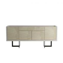 Manhattan Comfort Celine 70.86 Buffet Stand, Off White and Nude Mosaic Wood