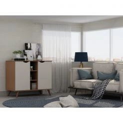 Manhattan Comfort Hampton 39.37 Buffet Stand, Off White and Maple Cream -Kitchen & Dining Furniture Sales Store Manhattan20Comfort 16PMC11xxB