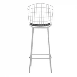 Manhattan Comfort Madeline Barstool, Silver and Black -Kitchen & Dining Furniture Sales Store Manhattan20Comfort 198AMC1xxG