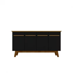 Manhattan Comfort Yonkers 62.99 Sideboard, Black and Cinnamon