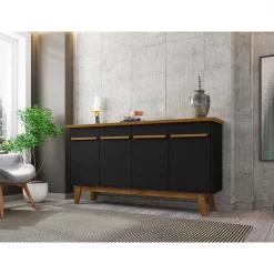 Manhattan Comfort Yonkers 62.99 Sideboard, Black and Cinnamon -Kitchen & Dining Furniture Sales Store Manhattan20Comfort 232BMC82xxB