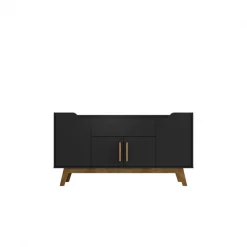 Manhattan Comfort Addie 53.54 Sideboard with 5 Shelves in Matte Black and Cinnamon