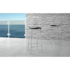 Manhattan Comfort Madeline Barstool, Silver and Black, PK2 -Kitchen & Dining Furniture Sales Store Manhattan20Comfort 2xx198AMC1xxB