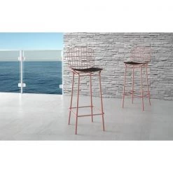 Manhattan Comfort Madeline Barstool, Rose Pink Gold and Black, PK2 -Kitchen & Dining Furniture Sales Store Manhattan20Comfort 2xx198AMC5xxB
