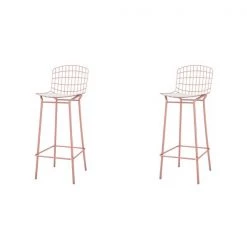 Manhattan Comfort Madeline Barstool, Rose Pink Gold and White, PK2