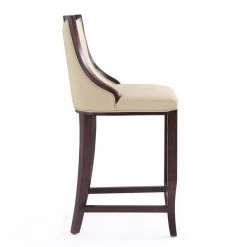 Manhattan Comfort Emperor Bar Stool in Cream and Walnut (Set of 2) -Kitchen & Dining Furniture Sales Store Manhattan20Comfort 2xxBS008xxCRxxFxx0985eb