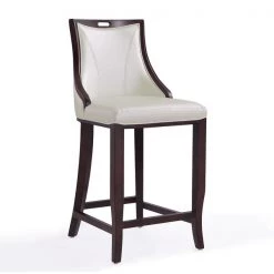 Manhattan Comfort Emperor Bar Stool in Pearl White and Walnut (Set of 2) -Kitchen & Dining Furniture Sales Store Manhattan20Comfort 2xxBS008xxPWxxDxxc3f632