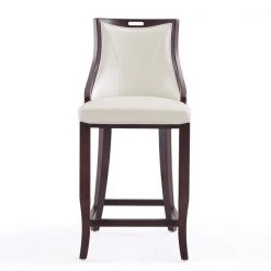 Manhattan Comfort Emperor Bar Stool in Pearl White and Walnut (Set of 2) -Kitchen & Dining Furniture Sales Store Manhattan20Comfort 2xxBS008xxPWxxExx9b2278