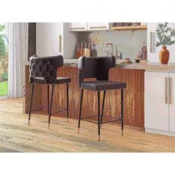 Manhattan Comfort Holguin Barstool in Grey, Black and Gold (Set of 2) -Kitchen & Dining Furniture Sales Store Manhattan20Comfort 2xxBS011xxGYxxBxxd98205