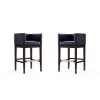 Manhattan Comfort Kingsley Barstool in Black and Dark Walnut (Set of 2)