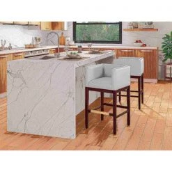 Manhattan Comfort Kingsley Barstool in Ivory and Dark Walnut (Set of 2) -Kitchen & Dining Furniture Sales Store Manhattan20Comfort 2xxBS012xxIVxxBxx052ce1