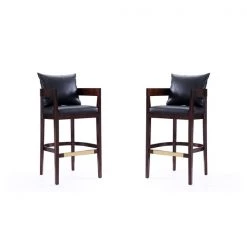 Manhattan Comfort Ritz Barstool in Black and Dark Walnut (Set of 2)