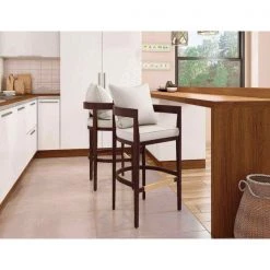 Manhattan Comfort Ritz Barstool in Ivory and Dark Walnut (Set of 2) -Kitchen & Dining Furniture Sales Store Manhattan20Comfort 2xxBS013xxIVxxBxx08ee01