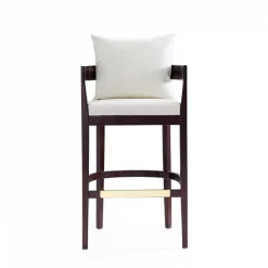 Manhattan Comfort Ritz Barstool in Ivory and Dark Walnut (Set of 2) -Kitchen & Dining Furniture Sales Store Manhattan20Comfort 2xxBS013xxIVxxExx23d6f7