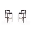 Manhattan Comfort Klismos Barstool in Black and Dark Walnut (Set of 2)