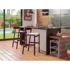 Manhattan Comfort Klismos Barstool in Ivory and Dark Walnut (Set of 2) -Kitchen & Dining Furniture Sales Store Manhattan20Comfort 2xxBS014xxIVxxBxx93e953