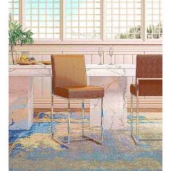 Manhattan Comfort Element 24" Faux Leather Counter Stool in Camel and Polished Chrome (Set of 2) -Kitchen & Dining Furniture Sales Store Manhattan20Comfort 2xxCS003xxCLxxBxxd2cf5e