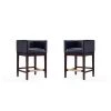 Manhattan Comfort Kingsley Counter Stool in Black and Dark Walnut (Set of 2)
