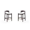 Manhattan Comfort Klismos Counter Stool in Ivory and Dark Walnut (Set of 2)