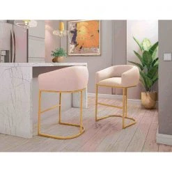 Manhattan Comfort Louvre Counter Stool in Cream and Titanium Gold (Set of 2) -Kitchen & Dining Furniture Sales Store Manhattan20Comfort 2xxCS009xxCRxxBxx483d3b
