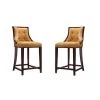 Manhattan Comfort Fifth Ave Counter Stool in Camel and Dark Walnut (Set of 2)