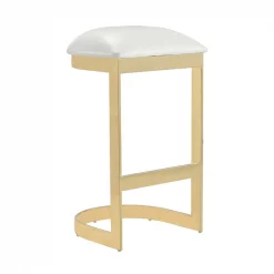 Manhattan Comfort Aura Bar Stool in White and Polished Brass (Set of 3) -Kitchen & Dining Furniture Sales Store Manhattan20Comfort 3xxBS006xxWHxxDxxb81c73