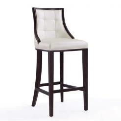 Manhattan Comfort Fifth Avenue Bar Stool in Pearl White and Walnut (Set of 3) -Kitchen & Dining Furniture Sales Store Manhattan20Comfort 3xxBS007xxPWxxDxx94ec08