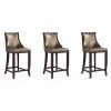 Manhattan Comfort Emperor Bar Stool in Bronze and Walnut (Set of 3)