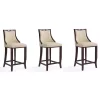 Manhattan Comfort Emperor Bar Stool in Cream and Walnut (Set of 3)