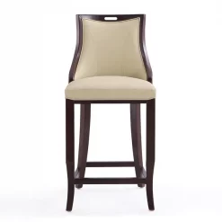 Manhattan Comfort Emperor Bar Stool in Cream and Walnut (Set of 3) -Kitchen & Dining Furniture Sales Store Manhattan20Comfort 3xxBS008xxCRxxExxf846e6