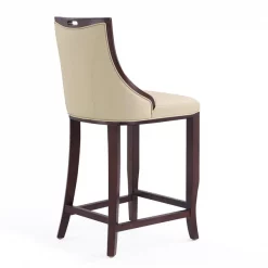 Manhattan Comfort Emperor Bar Stool in Cream and Walnut (Set of 3) -Kitchen & Dining Furniture Sales Store Manhattan20Comfort 3xxBS008xxCRxxGxx4c6ee9