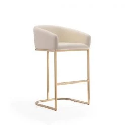 Manhattan Comfort Louvre Barstool in Cream and Titanium Gold (Set of 3) -Kitchen & Dining Furniture Sales Store Manhattan20Comfort 3xxBS016xxCRxxDxxfbba75