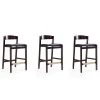 Manhattan Comfort Klismos Counter Stool in Black and Dark Walnut (Set of 3)