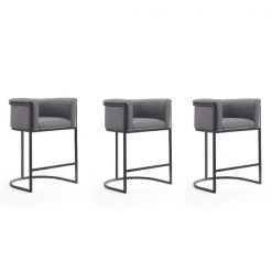 Manhattan Comfort Cosmopolitan Counter Stool in Grey and Black (Set of 3)